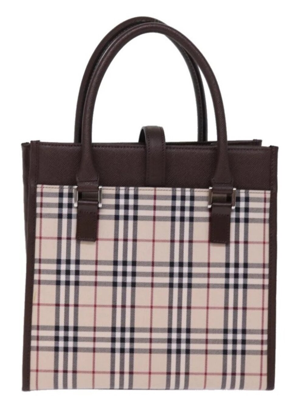 BURBERRY Nova Check Hand Bag Nylon Canvas Beige Auth - Picture 2 of 16